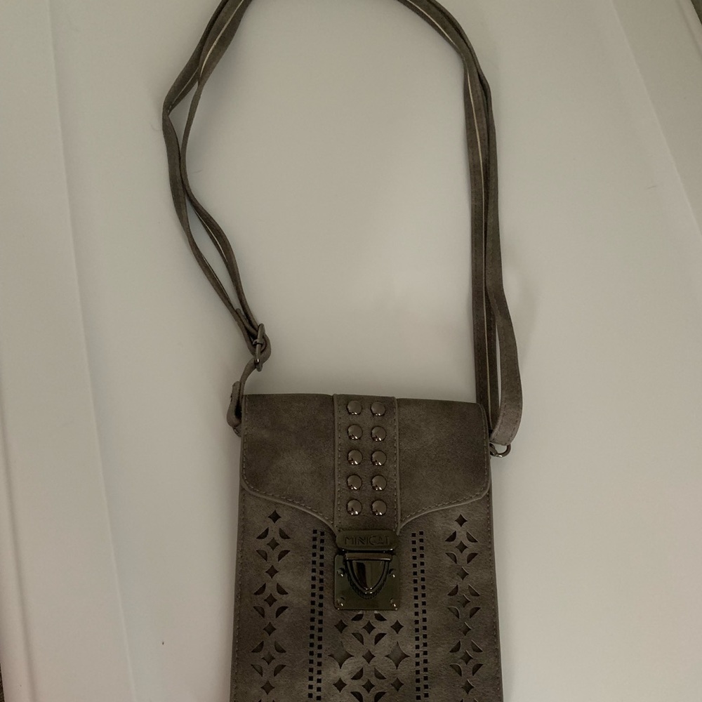 Gray leather purse